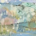Dag Thoresen: Vann, stener, speil, f�dehus, vannspeil., 2008, 62 x 243 cm