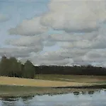 Halvard Haugerud: Flom i august, 2023, 32 x 46 cm