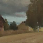 Halvard Haugerud: L�ven og det gule huset, 2019, 22 x 32 cm
