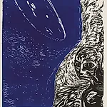 Dag Thoresen: Jordboer/Earthling (tresnitt), 2005, 84 x 78 cm