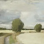 Halvard Haugerud: Gul �ker, 2007, 30 x 42 cm