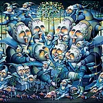 Terje Ythjall: Festdeltager legges midlertidig til hvile, 2001, 110 x 150 cm