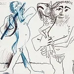 Pablo Picasso: L'homme � l'agneau et musicien, 1967, 50 x 60 cm