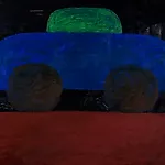 Christoffer Fjeldstad: Blue car, 2019, 90 x 120 cm