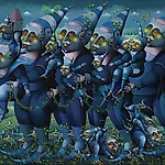 Terje Ythjall: Opptog (gratulasjonsf�lge), 2005, 87 x 120 cm