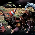 Terje Ythjall: Maskert dyr med hale (Til Uschi), 2002, 81 x 100 cm