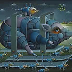 Terje Ythjall: Transport (med kjelke)., 2007, 60 x 81 cm