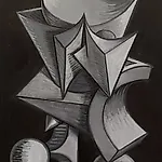 Christoffer Fjeldstad: Grey Skull, 2020, 59 x 45 cm
