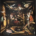 Munan �vrelid: In the shadow of the desperate raised hands (scull version), oil on canvas, 2025, 150 x 150 cm