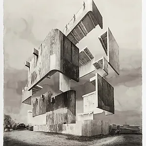 Espen Dietrichson: Nightsculpture #11, ink wash on paper, 2024, 134,5 x 102 cm