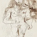 Pablo Picasso: Homme nu debout et trois t�tes, 1966, 61 x 50 cm