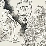 Pablo Picasso: Nu assis, homme et t�te, 1969, 50 x 64 cm