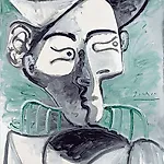 Pablo Picasso: Femme au chapeau assise, buste, 1962, 81 x 65 cm