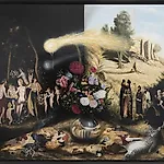 Munan �vrelid: The New Rise of Miraculous signs, oil on canvas, 2024, 150 x 240 cm