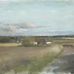 Halvard Haugerud: Vei i kveldslys, 2012, 30 x 38 cm