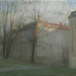 Halvard Haugerud: Ved Sofienberg kirke, 2014, 27 x 34 cm