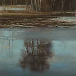 Halvard Haugerud: Speiling, tidlig v�r, 2020, 45 x 37 cm