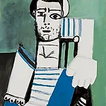 Pablo Picasso: L�HOMME AU MAILLOT RAYE, 1956, 100 x 81 cm
