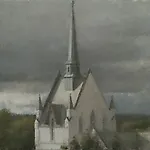 Halvard Haugerud: Eidsberg kirke, 2018, 34 x 36 cm