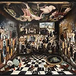 Munan �vrelid: The Cabbagehead's positive view of humanity, oil on canvas, 2024, 190 x 230 cm
