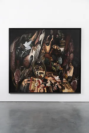 Munan �vrelid, Buttons unbuttoned and empty plates, 2023, 200 x 220 cm