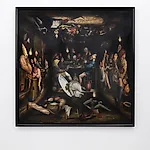 Munan �vrelid: In the shadow of the desperate raised hands (turkey version), oil on canvas, 2025, 150 x 150 cm
