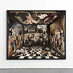 Munan �vrelid: The Cabbagehead's positive view of humanity, oil on canvas, 2024, 190 x 230 cm