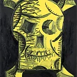Christoffer Fjeldstad: Yellow Skull, 2020, 50 x 40 cm