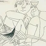 Pablo Picasso: Adolescent au casque a l'�p�e, 1969, 50 x 65 cm