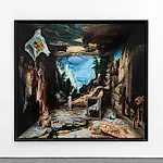 Munan �vrelid:  The Lilies of the Field, the Birds of the air, and Peaches in between, 2022, 200 x 220 cm